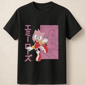 Amy Rose Graphic Tee With Vertical Japanese Letters Unisex T Shirt 152